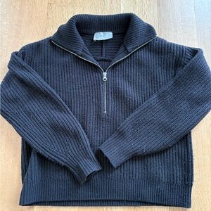 Everlane Black Zip-Up Sweater